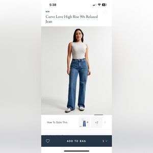 Abercrombie Curve Love 90s Relaxed Jeans-Medium Raw Hem